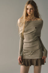 VIA PITTI Patchwork Design Dress - khaki