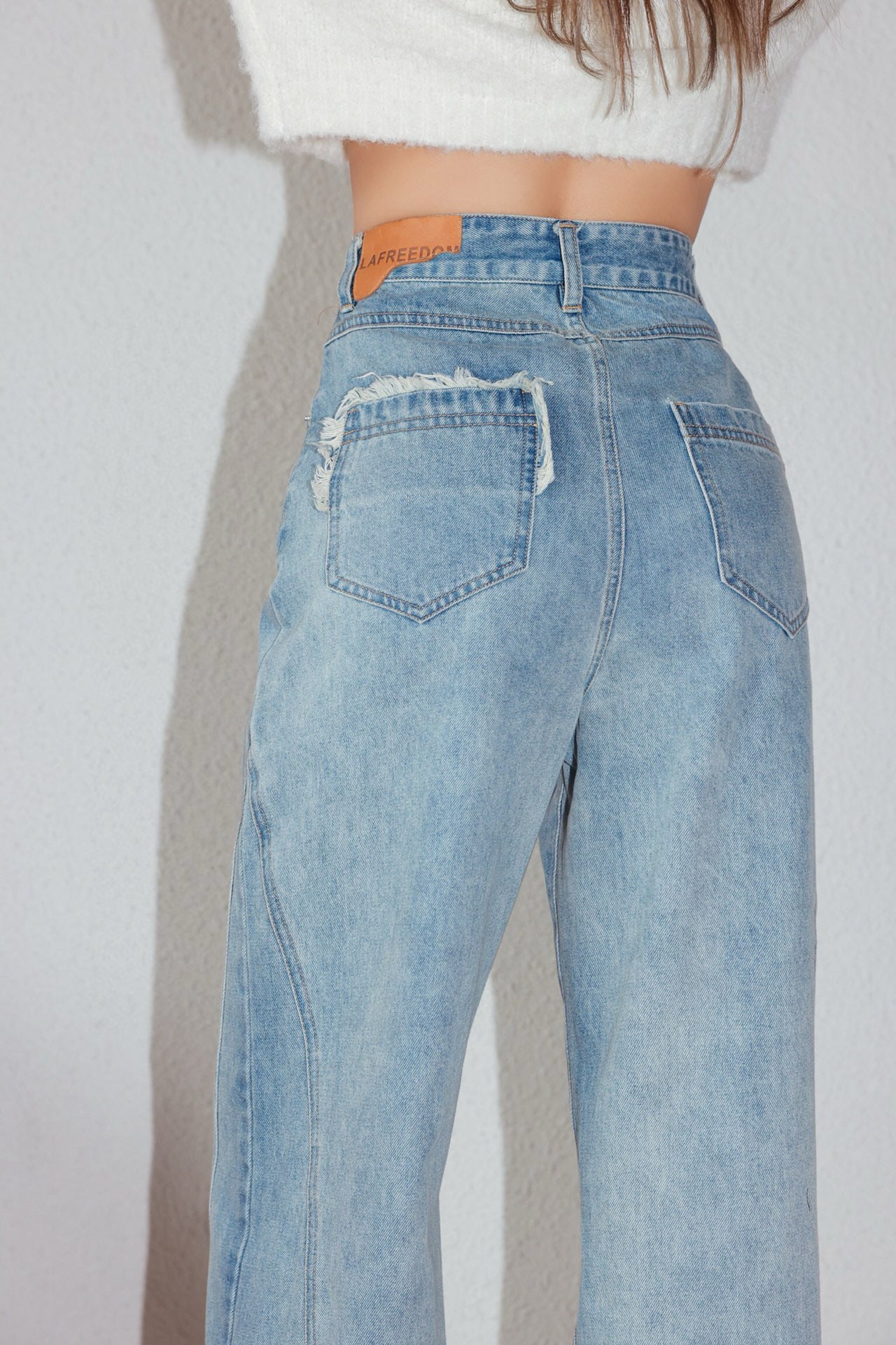 La Freedom Star Wide Leg Jeans - Light Denim