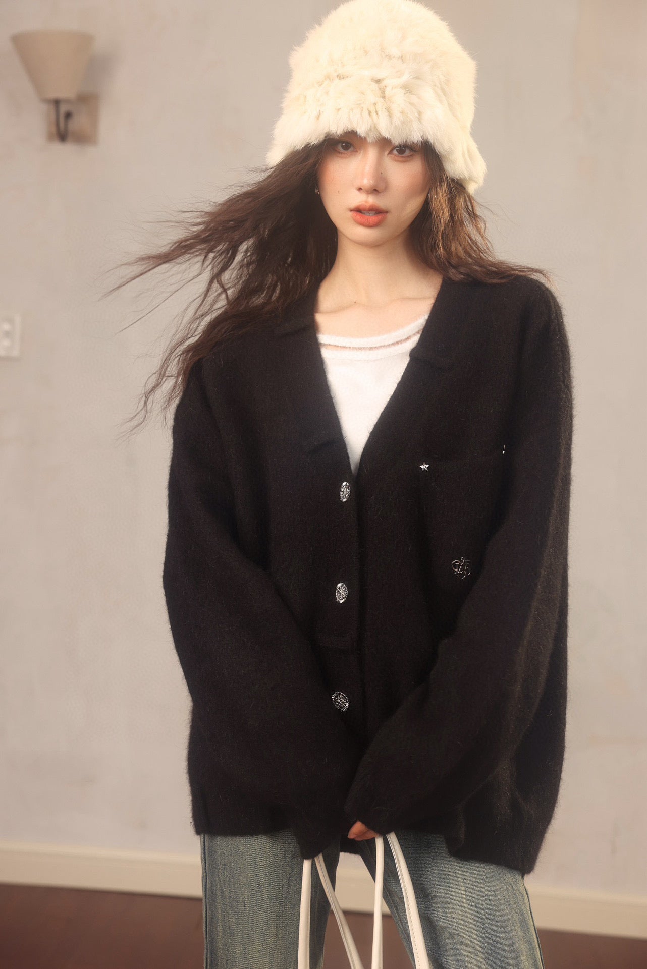 La Freedom Slouchy cardigan - Black