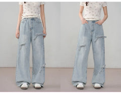 ASGONY bow-adorned jeans - light denim