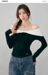 ASGONY Off-Shoulder Long-Sleeve Top - Black