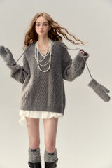 VIA PITTI Reversible Design Knit Cardigan - Gray