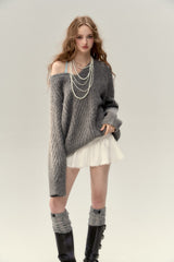 VIA PITTI Reversible Design Knit Cardigan - Gray