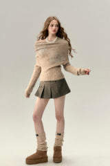 VIA PITTI Rose Off-shoulder Sweater - Khaki