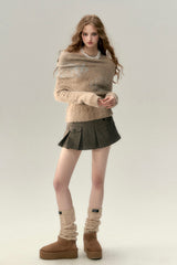 VIA PITTI Rose Off-shoulder Sweater - Khaki