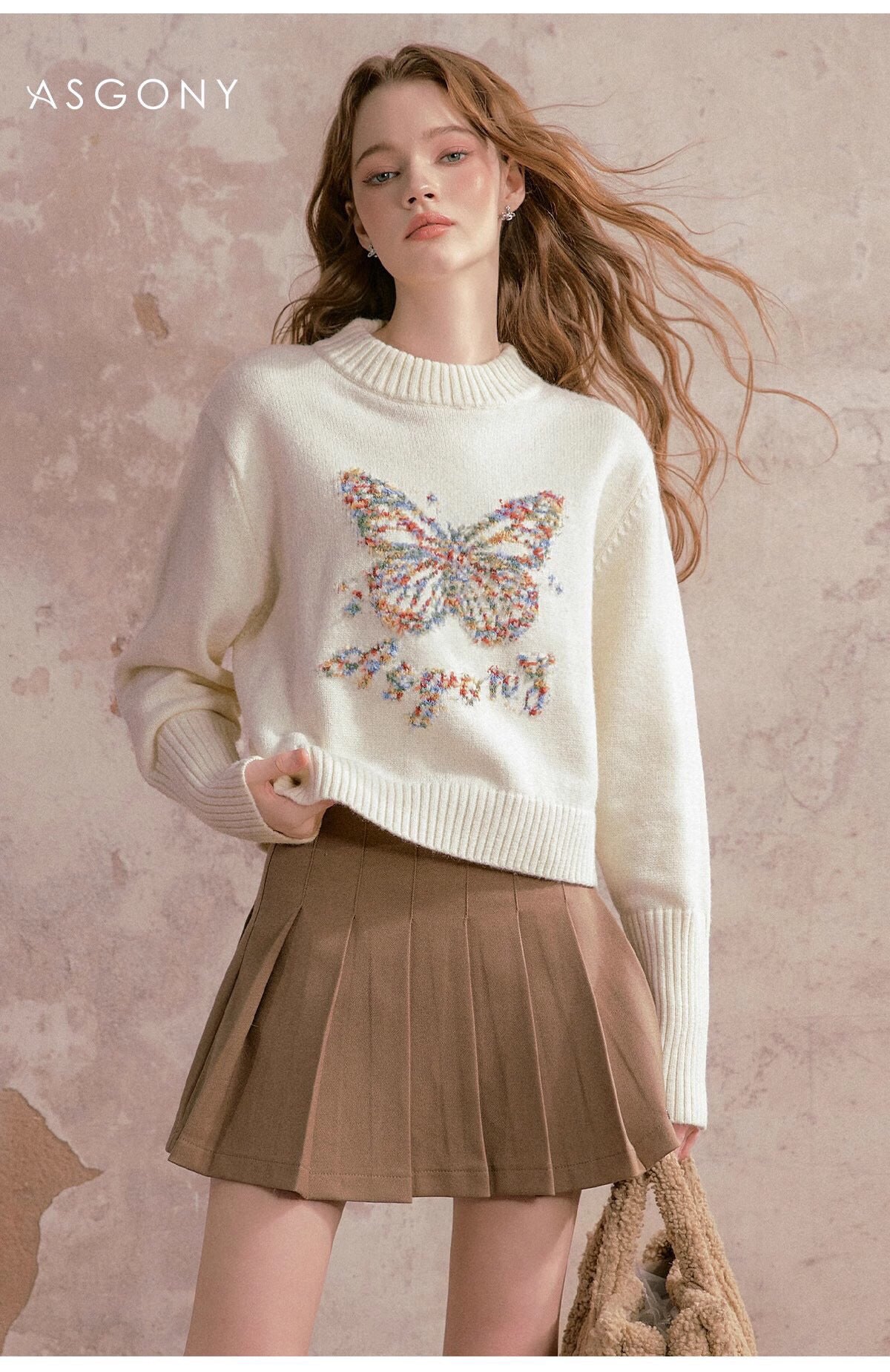 ASGONY 3D Butterfly Sweater