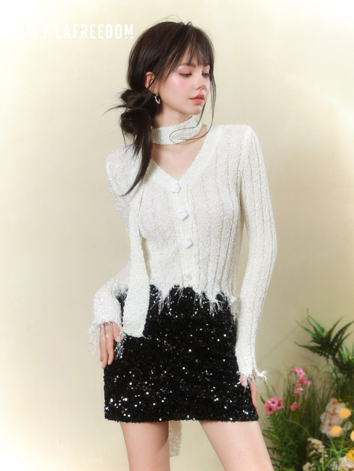 La Freedom Fringe-trimmed Knit Cardigan