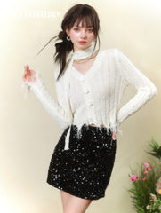 La Freedom Fringe-trimmed Knit Cardigan