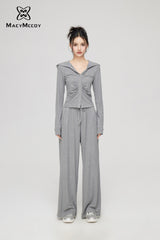 MacyMccoy Knit Set (Top + Pants) - Gray