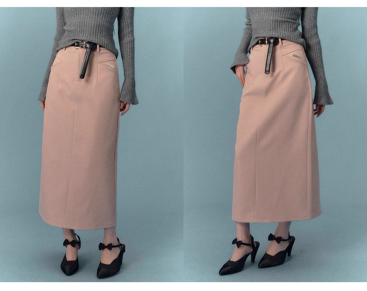 AsGony Loose A-Line Skirt - Pink