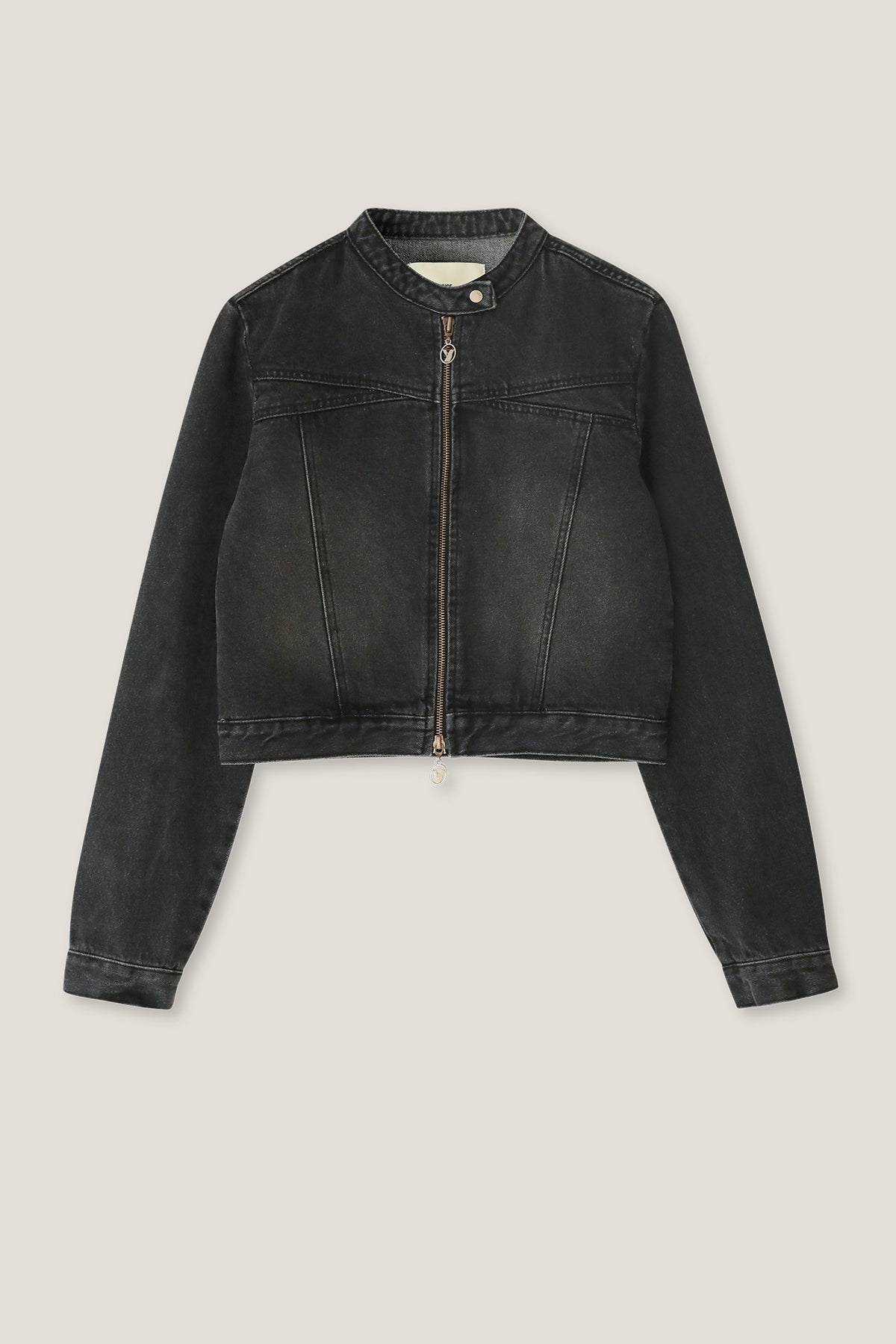 YUSE CROP DENIM TWO WAY JACKET - BLACK