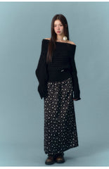 AsGony FLoral Skirt - Black