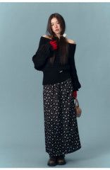 AsGony FLoral Skirt - Black