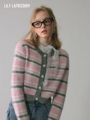 La Freedom Striped Knit Open Cardigan