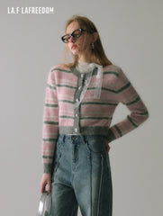 La Freedom Striped Knit Open Cardigan