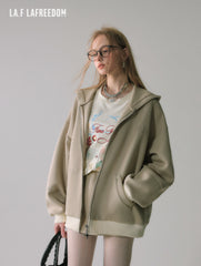 La Freedom American Style Hooded Sweatshirt Jacket&Skirt - Apricot