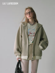 La Freedom American Style Hooded Sweatshirt Jacket&Skirt - Apricot