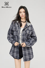 MacyMccoy Detachable Checkered Shirt with Removable Hat