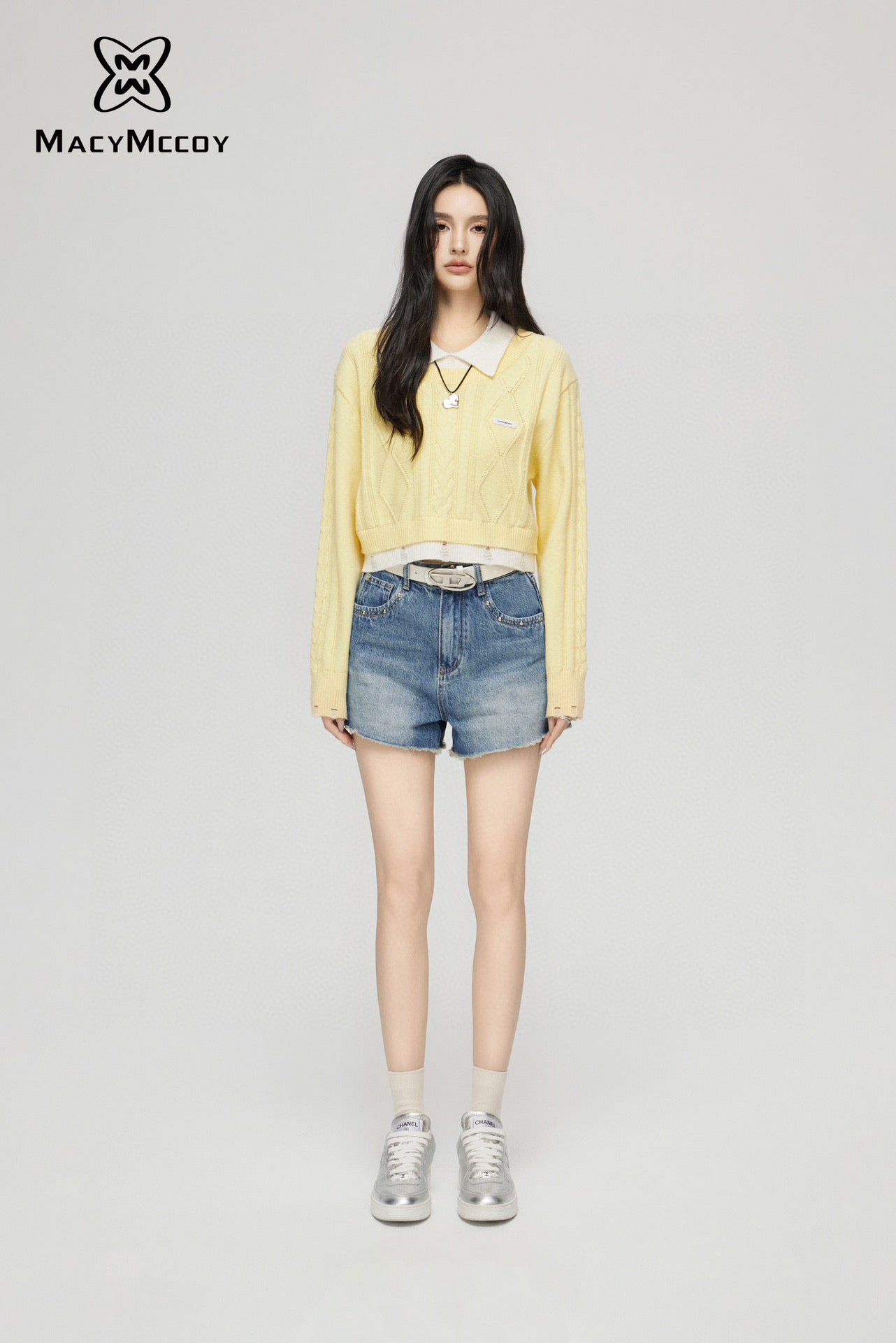 MacyMccoy Two-in-One Illusion Top-Yellow