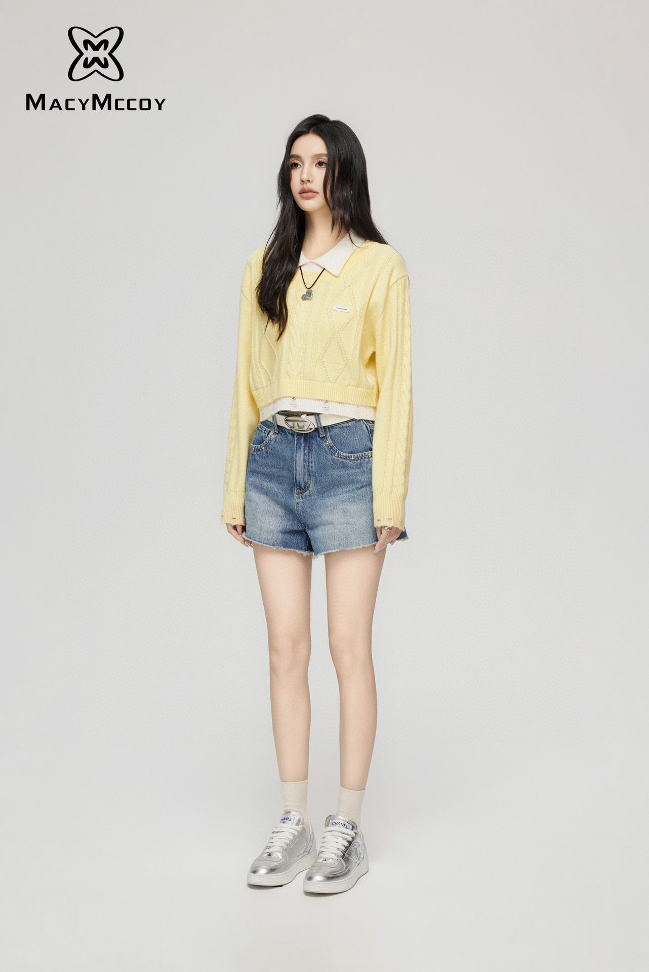 MacyMccoy Two-in-One Illusion Top-Yellow