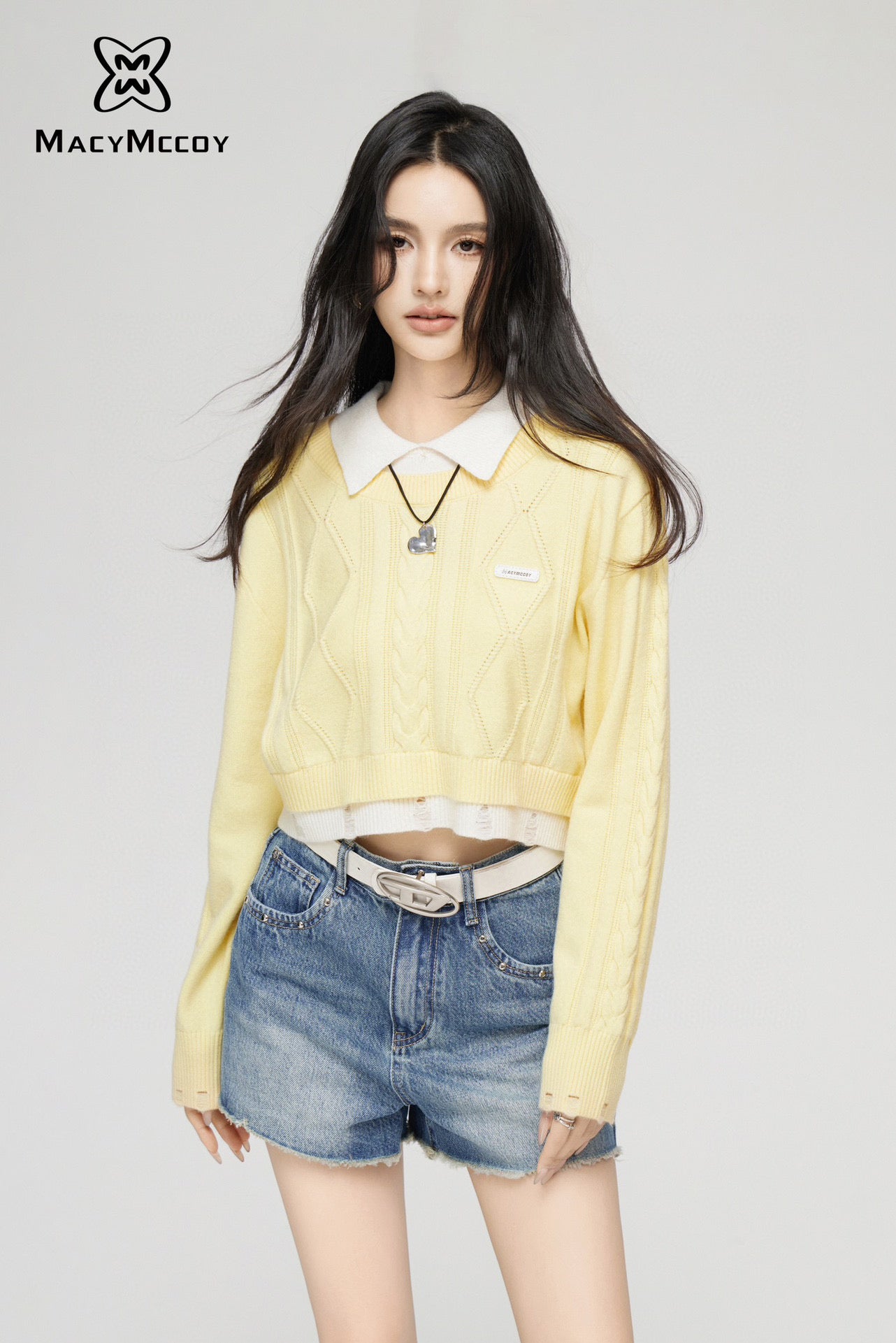 MacyMccoy Two-in-One Illusion Top-Yellow