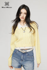 MacyMccoy Two-in-One Illusion Top-Yellow