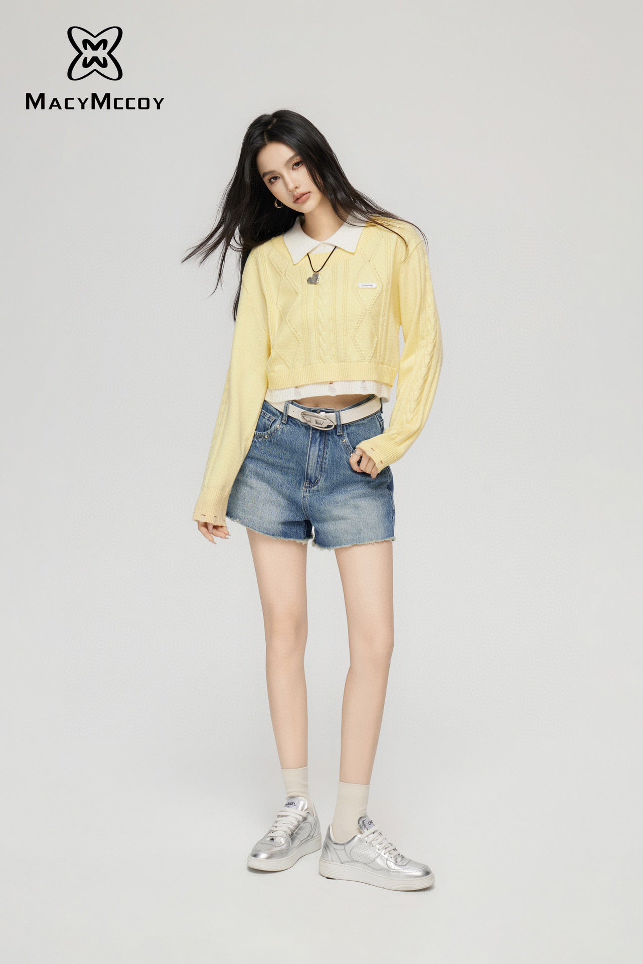 MacyMccoy Two-in-One Illusion Top-Yellow