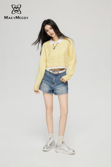 MacyMccoy Two-in-One Illusion Top-Yellow