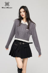 MacyMccoy Two-in-One Illusion Top-gray