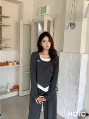 NOTO Casual Set (Top + Pants) - Gray