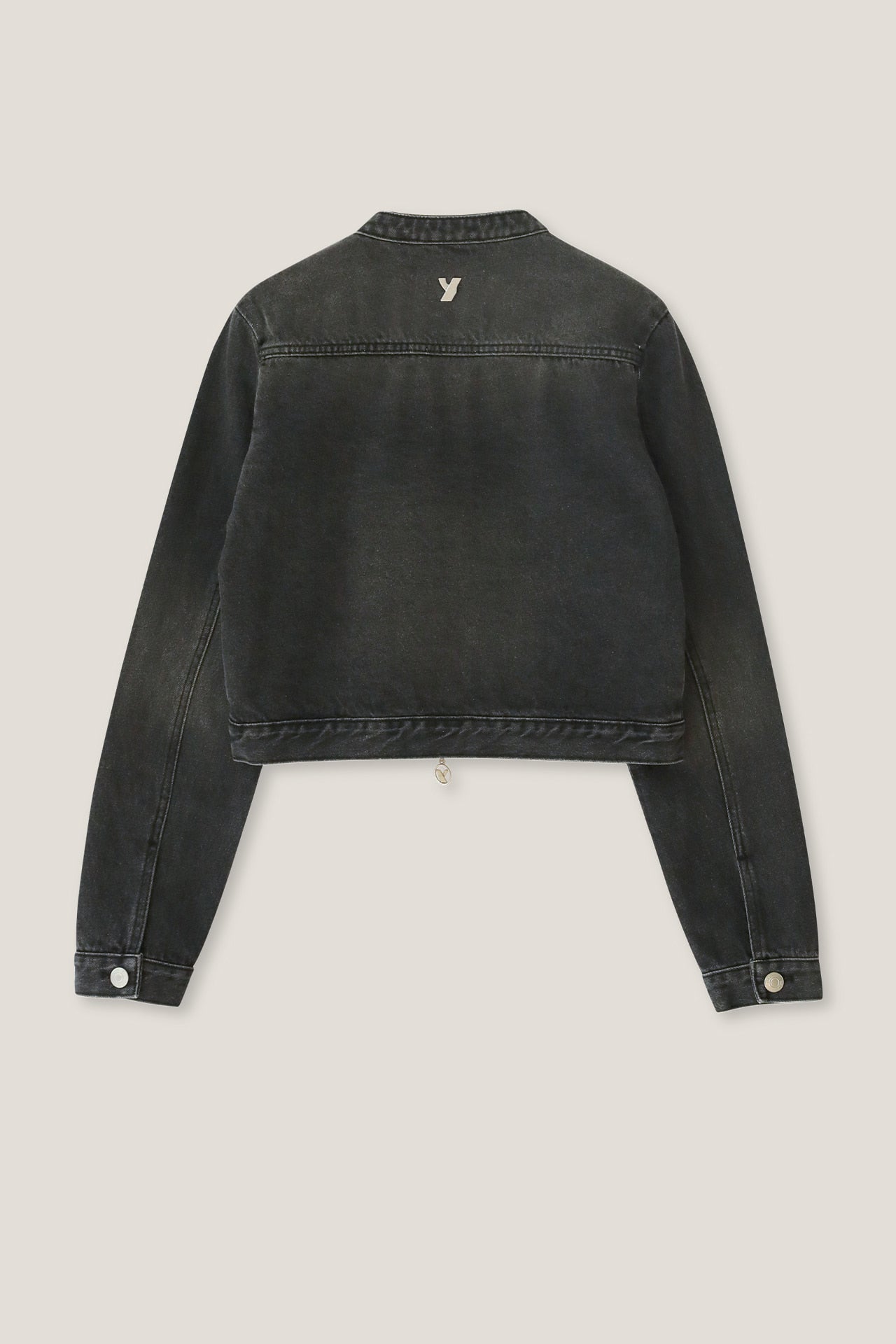 YUSE CROP DENIM TWO WAY JACKET - BLACK