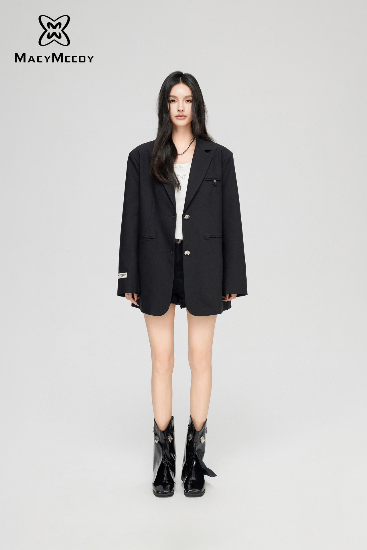 MacyMccoy Minimalist Blazer Jacket-Black