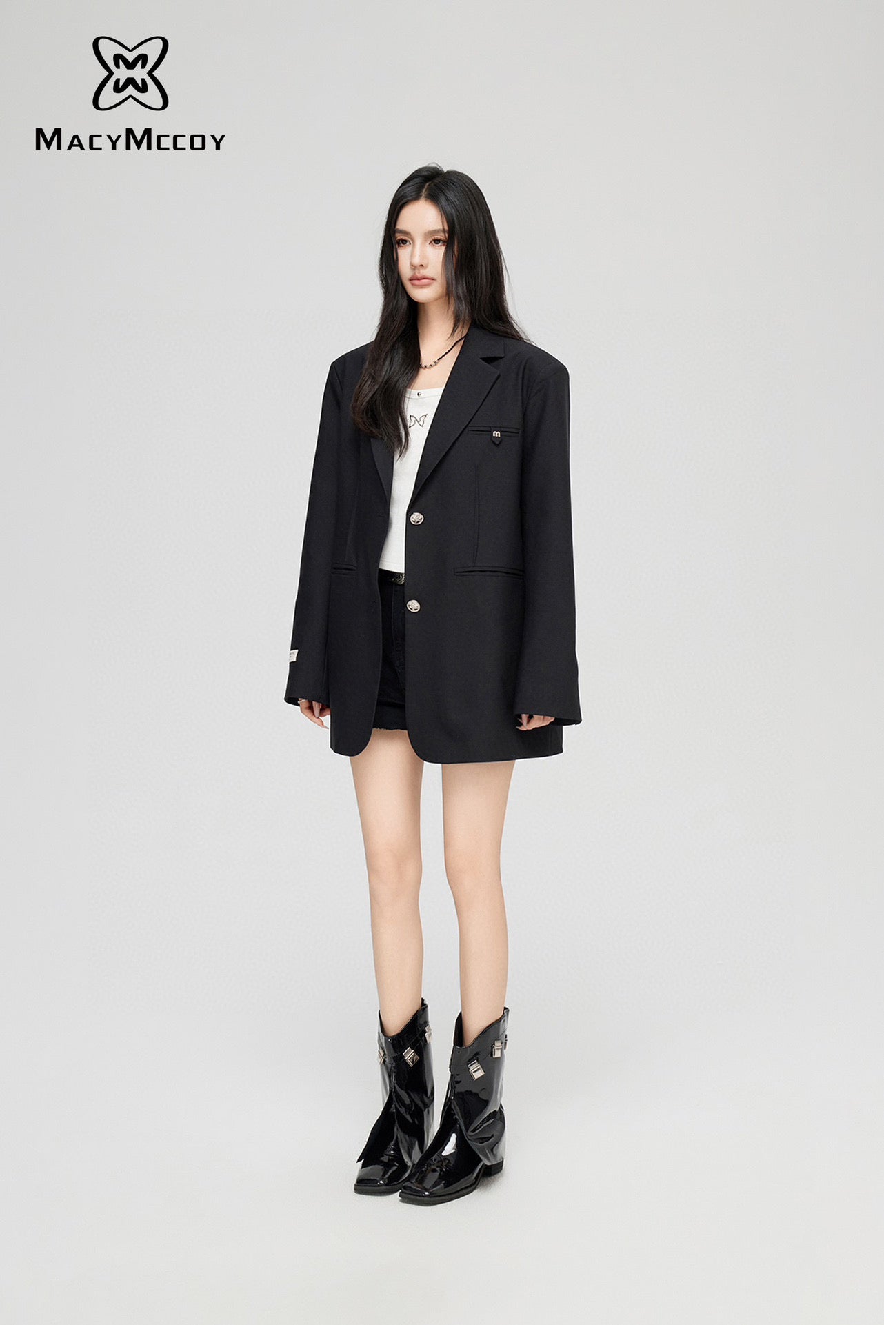 MacyMccoy Minimalist Blazer Jacket-Black