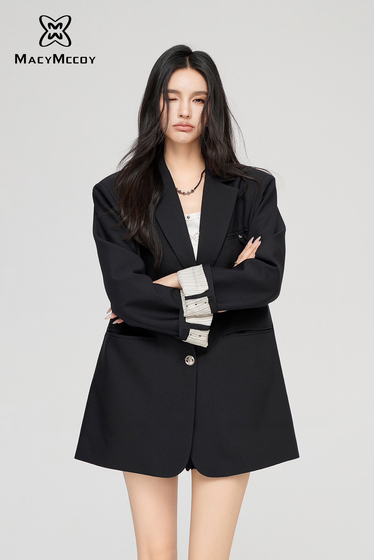 MacyMccoy Minimalist Blazer Jacket-Black