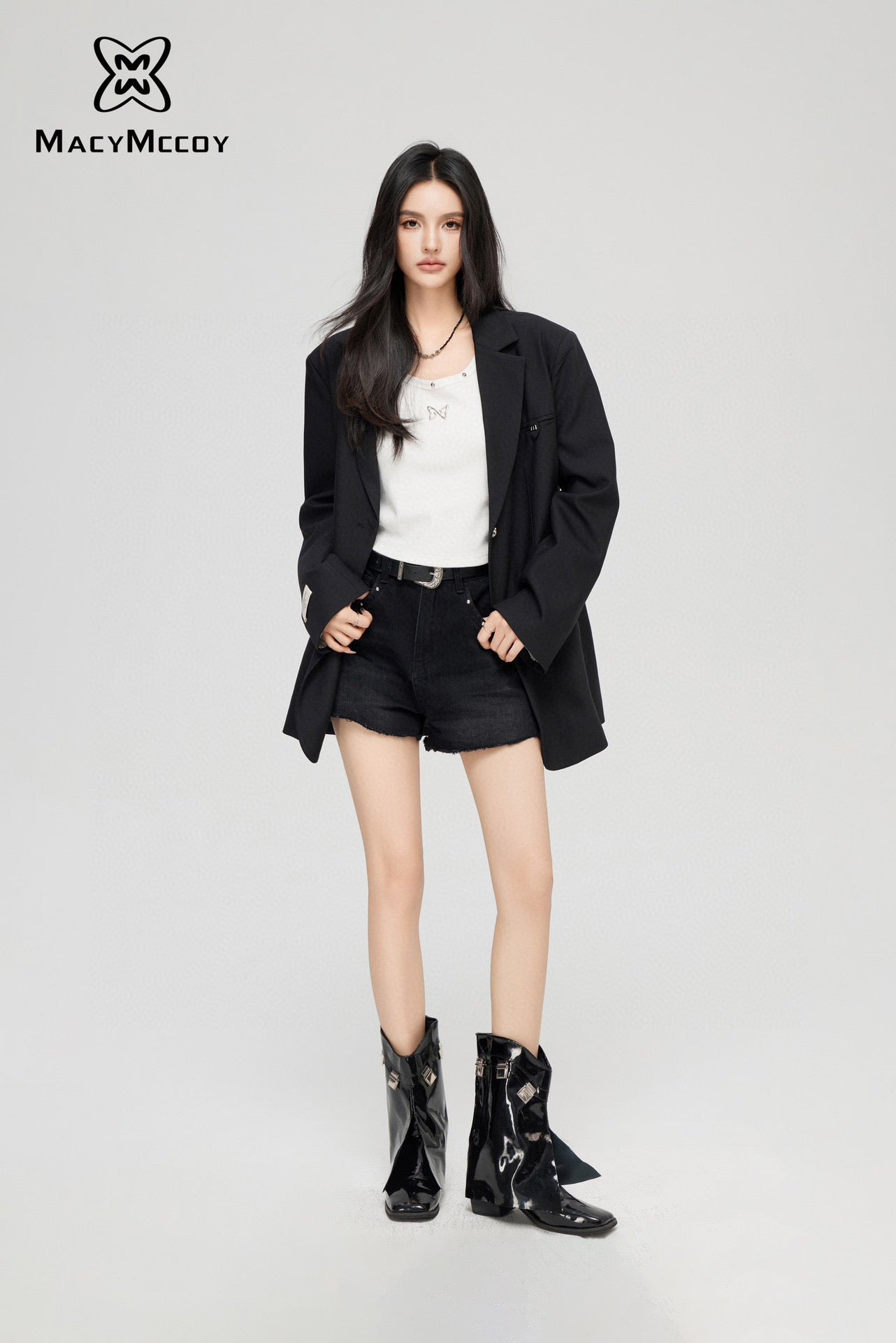 MacyMccoy Minimalist Blazer Jacket-Black