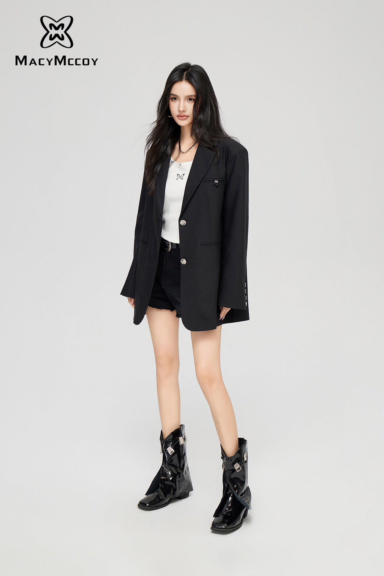 MacyMccoy Minimalist Blazer Jacket-Black