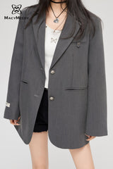 MacyMccoy Minimalist Blazer Jacket-Gray