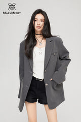 MacyMccoy Minimalist Blazer Jacket-Gray