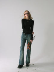 La Freedom Rose Print Denim Jeans