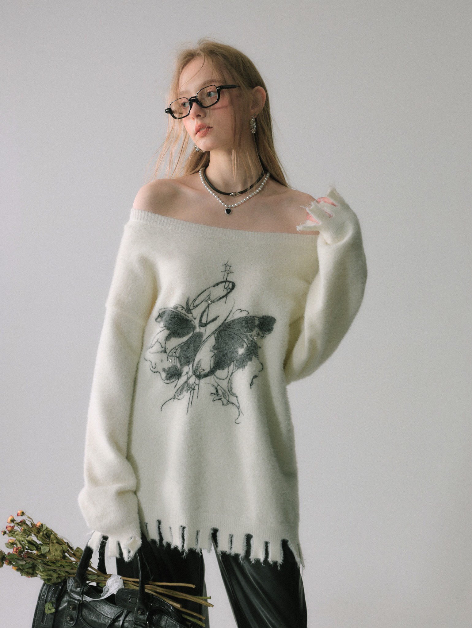 La Freedom Butterfly Sweater - White