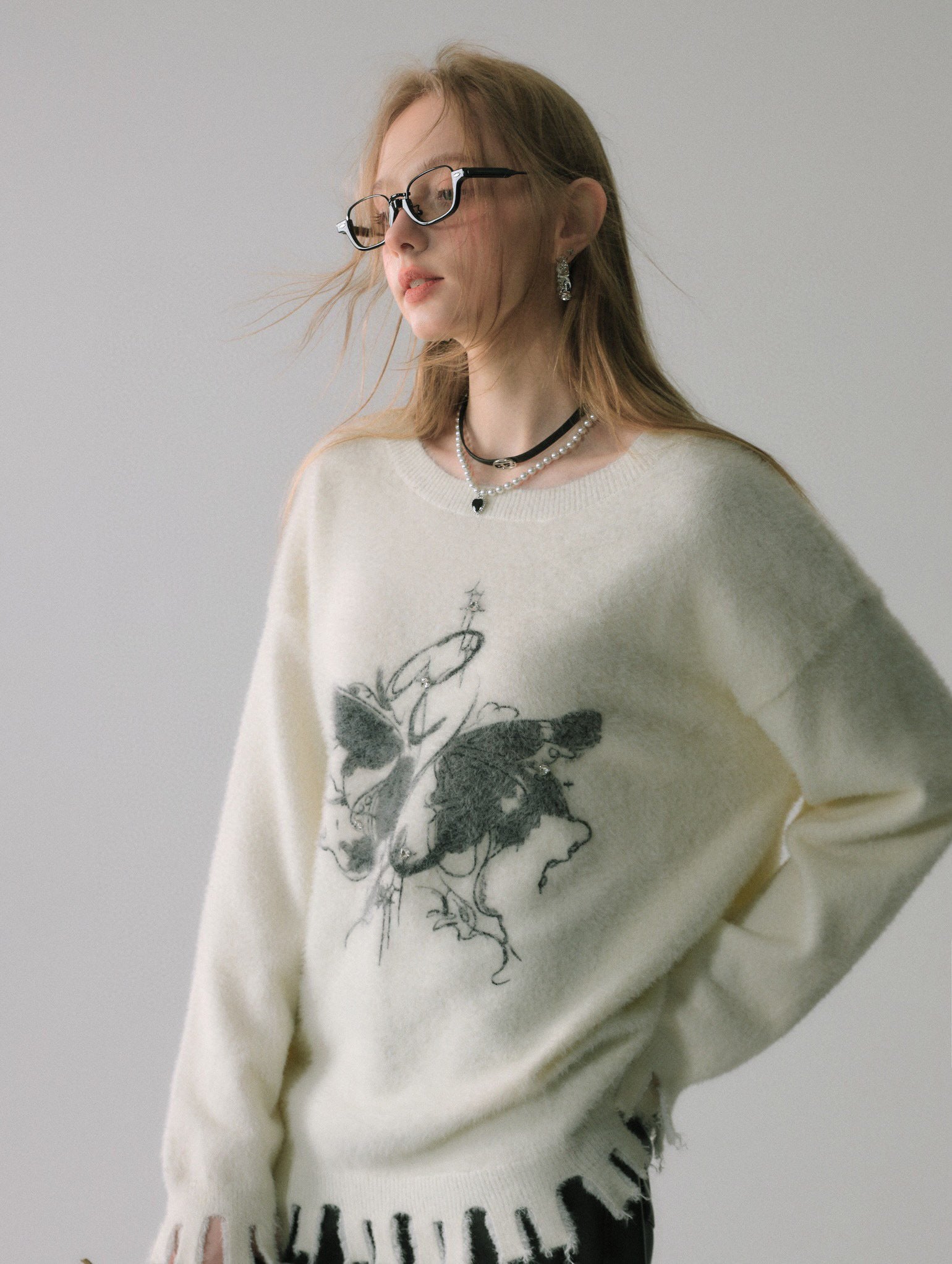 La Freedom Butterfly Sweater - White