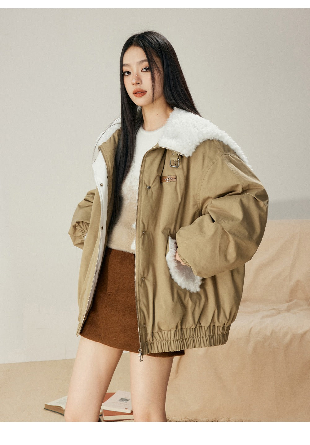 LIILOU Shearling Cotton-Padded Jacket