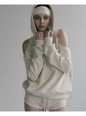 BADBLOOD  Beyond Soft Cutout Hoodie - Cream