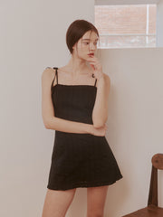 Not your rose  Lace frill mini dress (Black)