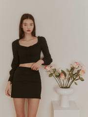 Not your rose Fay skirt (Black）