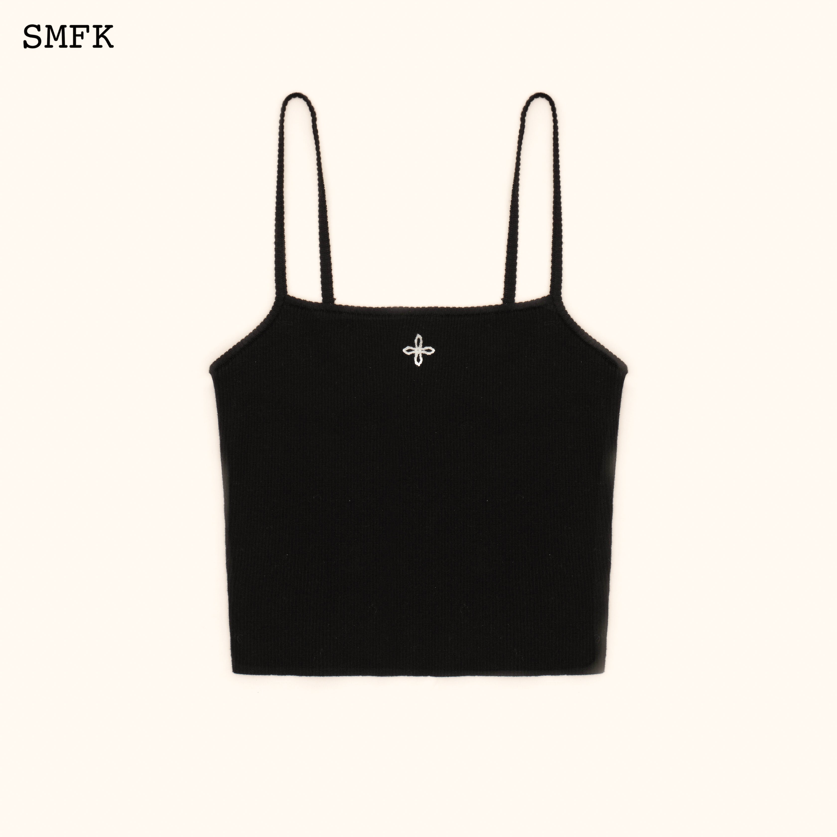 SMFK WILDWORLD CROSS RIDING KNITTED VEST TOP IN BLACK