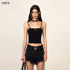 SMFK WILDWORLD CROSS RIDING KNITTED VEST TOP IN BLACK