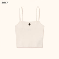 SMFK WILDWORLD CROSS RIDING KNITTED VEST TOP IN WHITE